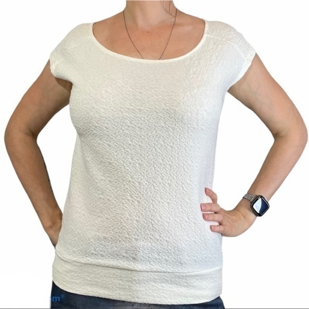 LOFT White Textured Cap Sleeve Blouse XS